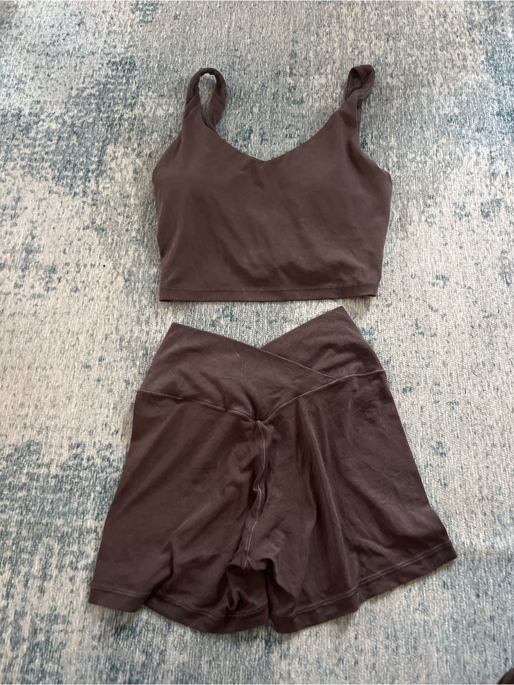 Aerie Brown V-Neck Crop Bralette and High-Waist Shorts Set